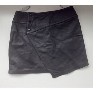 Women's Zadig & Voltaire Black Leather Asymmetrical Skirt Size 6